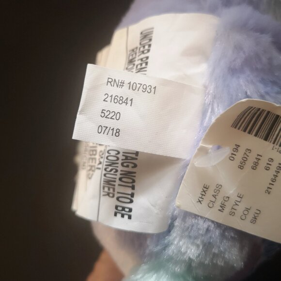 NWT Justice Blue & Purple Reversible Sequins Sloth w/ Marbled Soft Faux Fur 14" - Picture 8 of 11